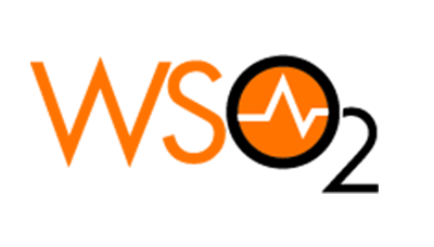 WSO2 company logo with an orange and black color scheme and a circular icon featuring a white zigzag line.