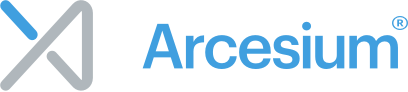 Arcesium company logo in blue and grey, designed for web use.