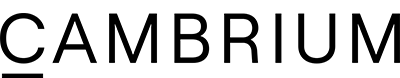 Logo of Cambrium, shown in black and white with stylized, modern typography.