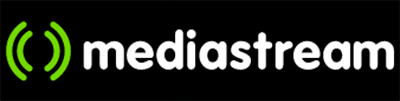 The Mediastream logo featuring a green icon and the word 'mediastream' in white text on a black background.