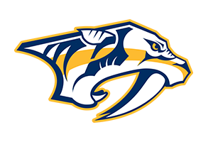 The official logo of the Nashville Predators, featuring a stylized saber-toothed cat head on a yellow background.