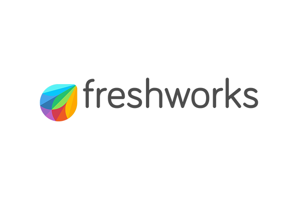 The Freshworks logo featuring a colorful abstract leaf icon and the brand name 'freshworks' in modern, lowercase lettering.