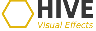 Logo for Hive Visual Effects featuring a yellow hexagon outline and the text 'HIVE Visual Effects' on a dark background.