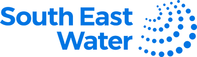 South East Water logo in blue text with a wave symbol, corporate branding image.