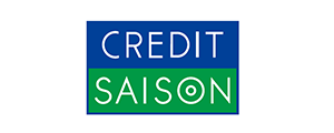 The logo of Credit Saison, displaying the company name in white text on blue and green backgrounds.
