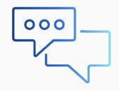 An outline illustration of two overlapping chat or message bubbles, with three dots in one bubble, representing communication or messaging.