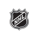 NHL (National Hockey League) logo depicted as a black and white shield emblem.