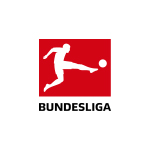 Bundesliga logo showing a stylized soccer player kicking a ball with the word 'BUNDESLIGA' beneath, on a red and white background.