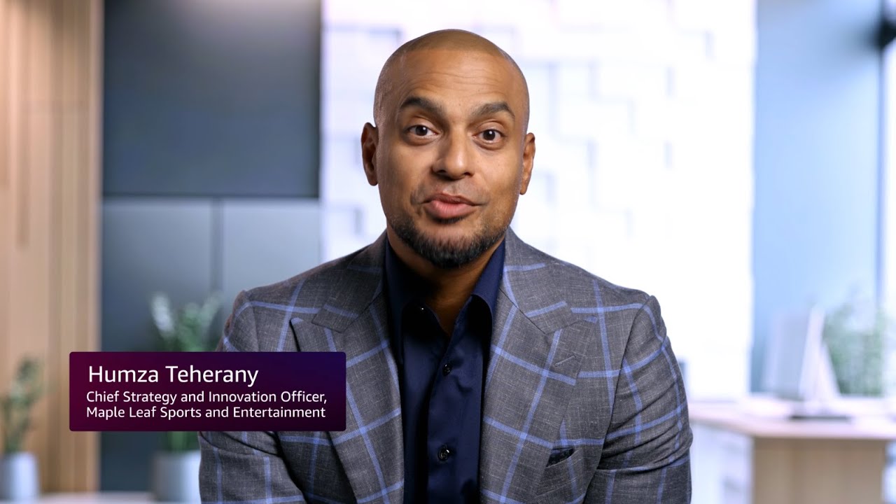 Thumbnail image featuring Humza Teherany, Chief Strategy and Innovation Officer at Maple Leaf Sports and Entertainment, seated and speaking in a professional office setting.