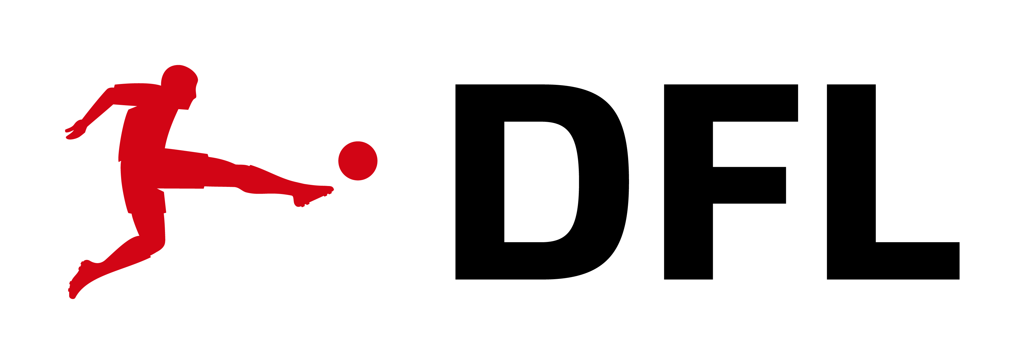 Bundesliga logo showing a red silhouette of a soccer player kicking a ball next to the word Bundesliga.