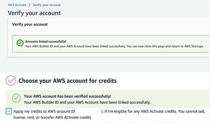 Account link success screenshot