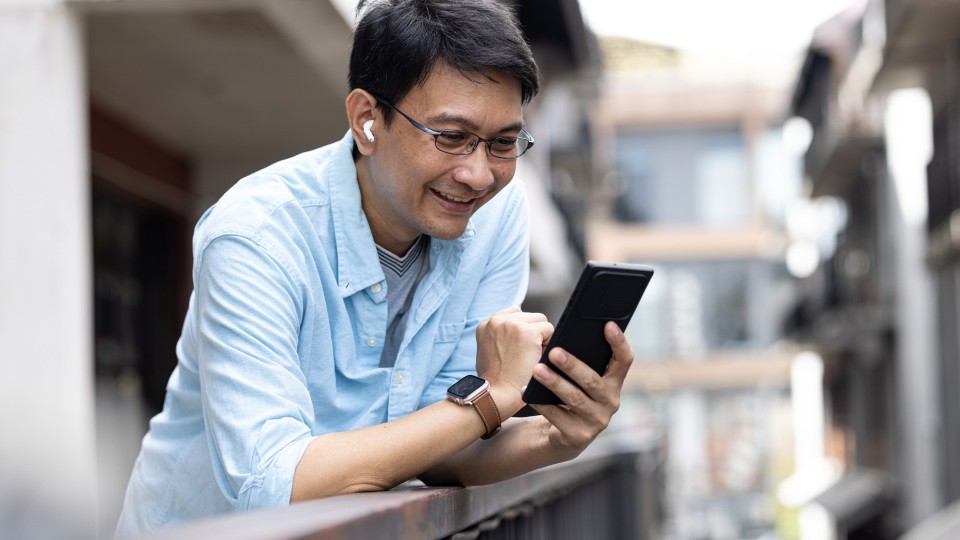Man engaging with phone 