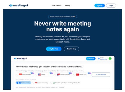 Meeting.ai landing page