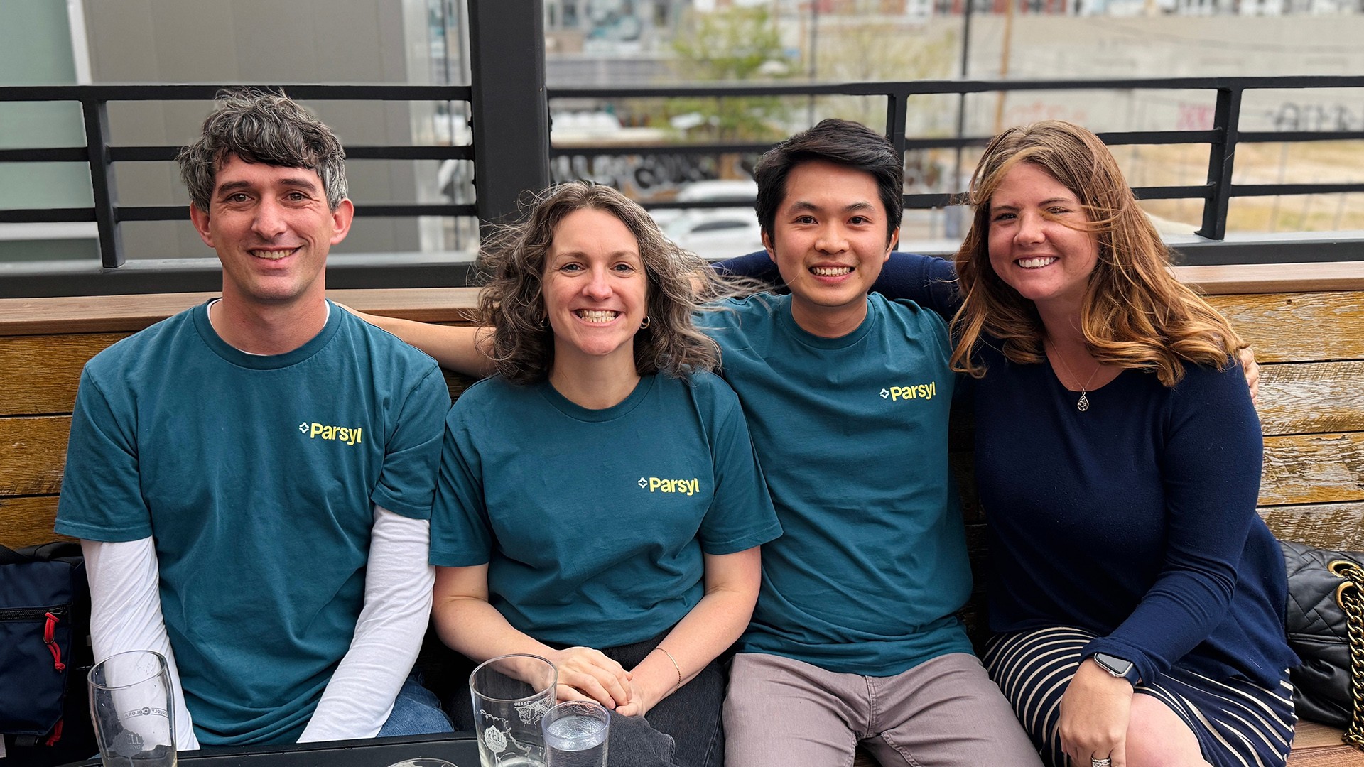 Parsyl team members gathered together for a company group photo
