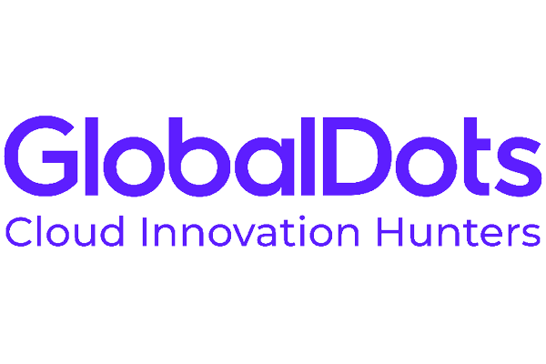 Logo of GlobalDots with the tagline 'Cloud Innovation Hunters' in purple text on a white background.