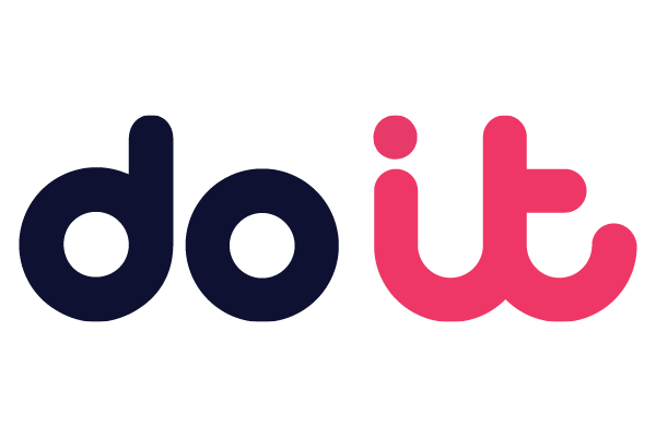 Logo with the words 'do it' in bold rounded font, with 'do' in dark blue and 'it' in pink.