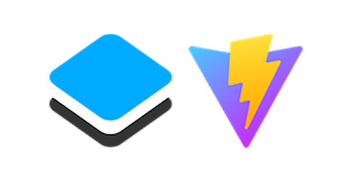 Logos for OpenLayers (left) and Vite (right) shown side by side on a white background.