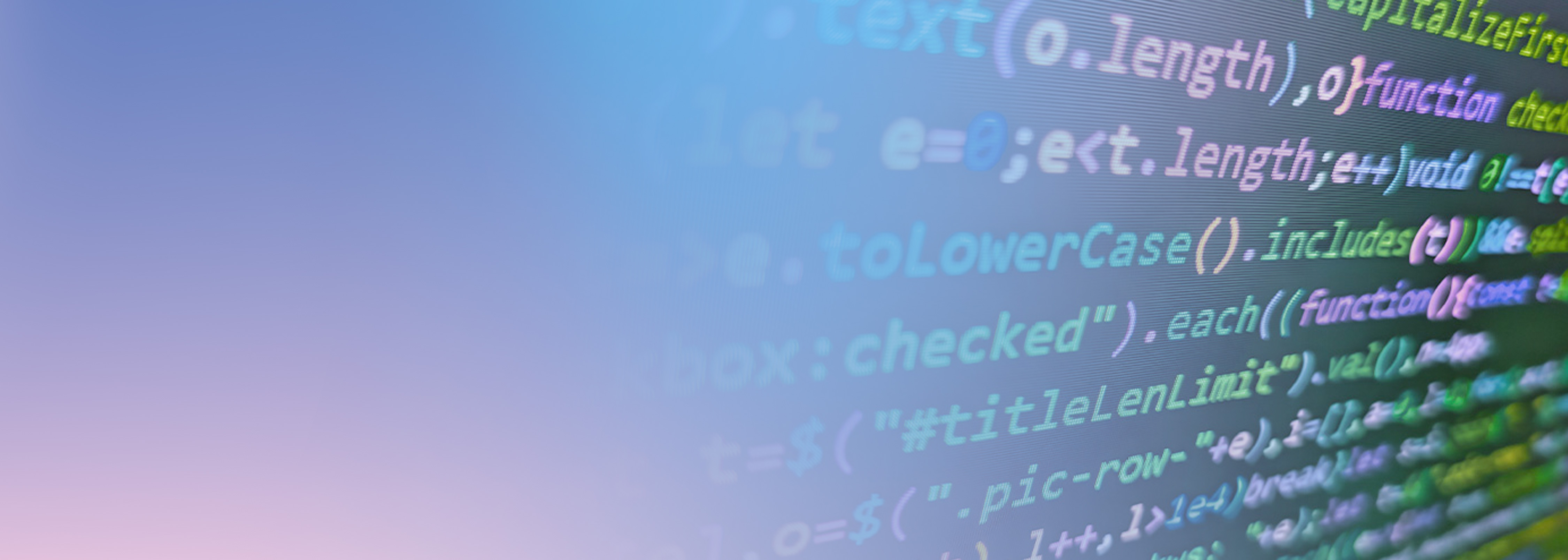 Close-up of computer screen showing programming code with a blue and purple gradient, representing cloud computing or AWS CLI usage.