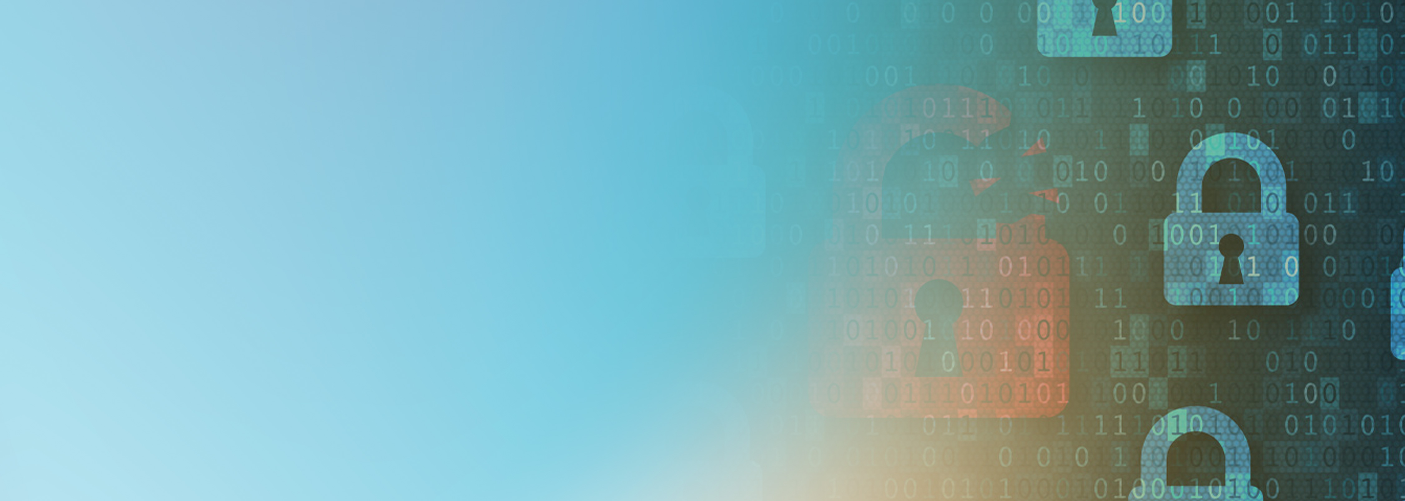 Abstract illustration featuring digital padlocks and binary code representing cybersecurity and vulnerability management in a pipeline.