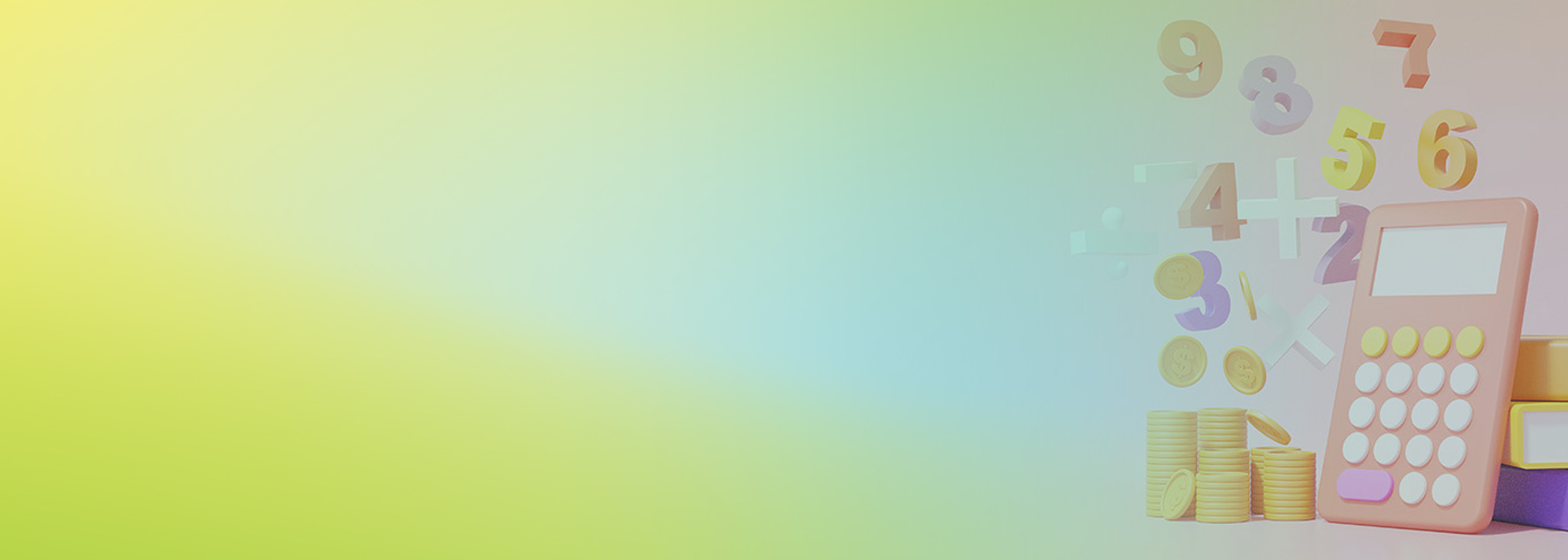 A colorful illustration featuring a calculator, floating numbers, mathematical symbols, and stacks of coins, representing cost optimization and financial management concepts.