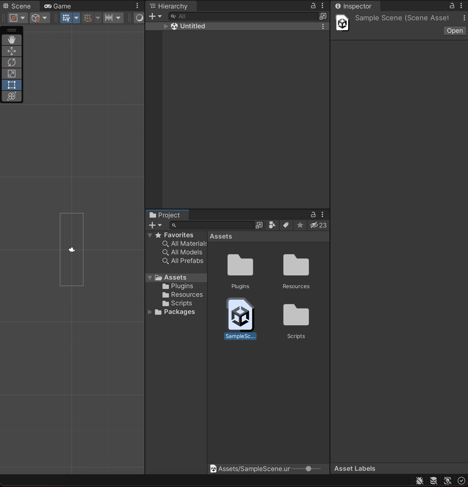 Screenshot of the Unity Editor showing a sample scene with the Project, Hierarchy, Scene, Game, and Inspector panels visible.