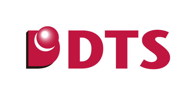 The DTS company logo, featuring bold red lettering with a distinct spherical highlight on the letter D.