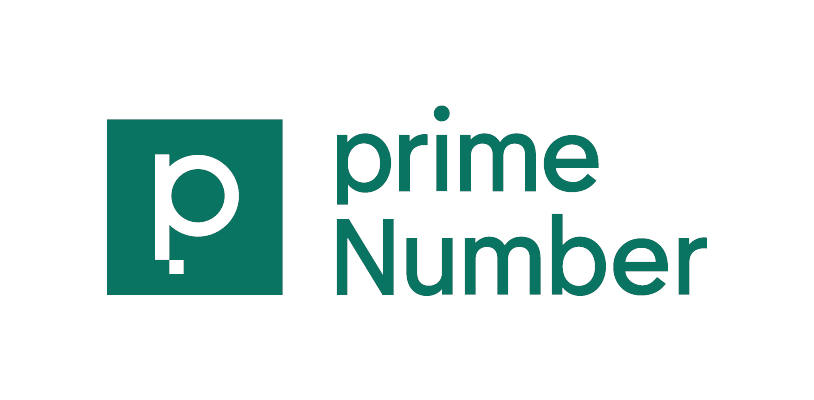 Logo for Prime Number, featuring a stylized 'p' and the text 'prime Number,' used for Japan AWS Summit 2025 event materials.