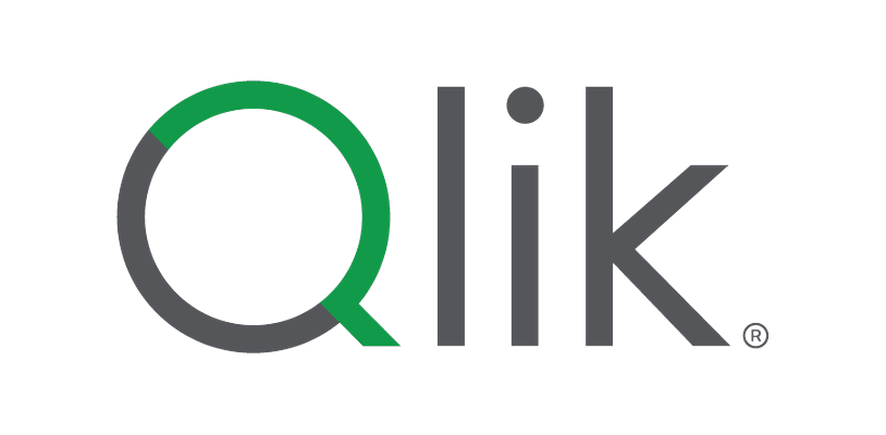 Qlik company logo in green and dark gray letters on a white background.