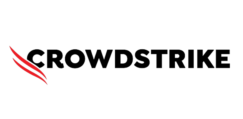 The CrowdStrike logo with a red wing design and bold black text on a white background.