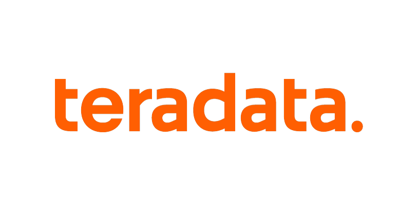 Teradata logo in orange text on a black background.