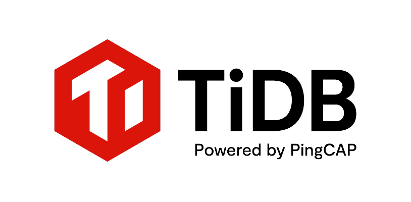 Logo of PingCAP, featuring a red hexagon with a stylized white 'T' and black text 'PingCAP' on a white background.