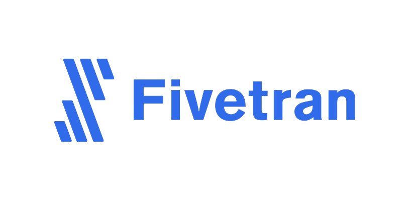 Fivetran company logo featuring blue stylized lines and the text 'Fivetran' on a white background.
