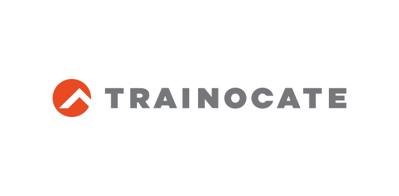 Trainocate company logo featuring a stylized orange and black symbol and the word 'TRAINOCATE' in bold, uppercase letters.
