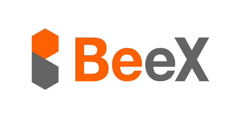 BeeX company logo featuring the text 'BeeX' with orange and gray hexagonal shapes on a black background.