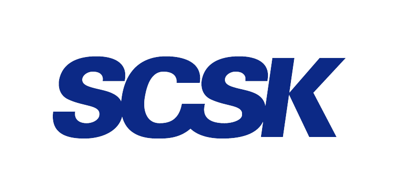 Logo of SCSK, shown in bold blue letters on a black background.