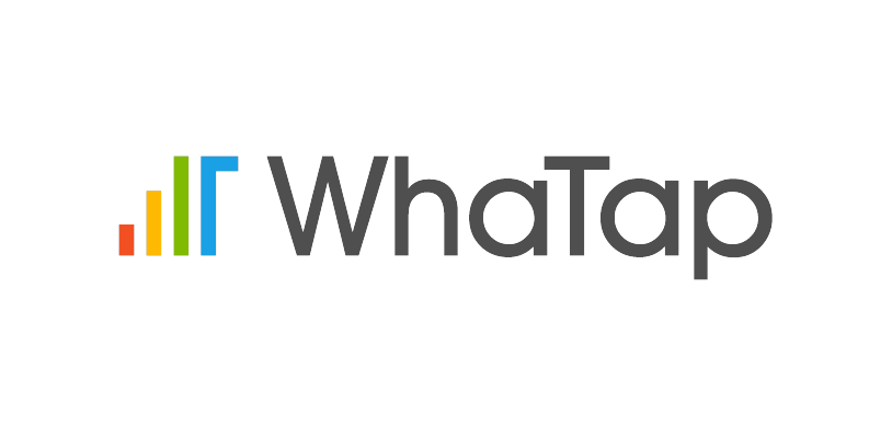 The logo for WhaTap, showing a black rectangle containing four vertical colored bars (orange, yellow, green, blue) followed by the word 'WhaTap' in gray text.