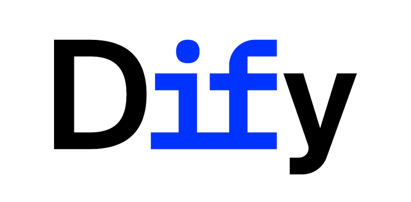 Logo image displaying the word 'Dify' with 'D' and 'y' in black and 'ify' in blue.