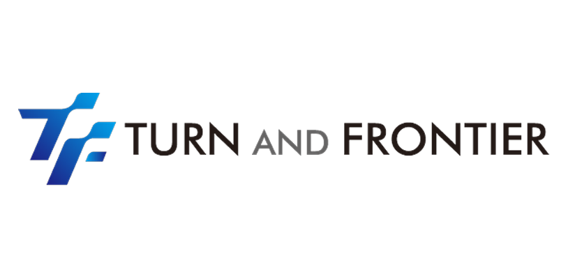 Logo for Turn and Frontier, displaying stylized blue initials 'T' and 'F' on the left with the company name in black text on the right.
