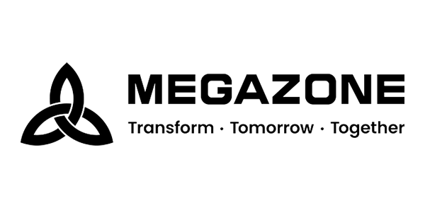 The logo of Megazone featuring black text on a transparent background.