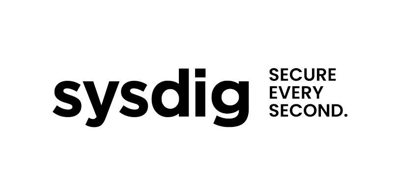 Sysdig company logo in black text on a transparent background