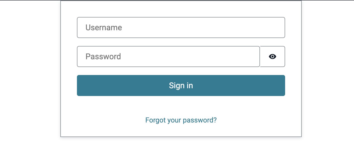 Screenshot of a web login form with username and password input fields, a sign in button, an eye icon to reveal password, and a 'Forgot your password?' link.