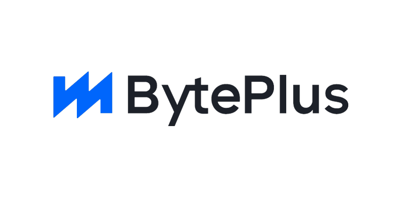 BytePlus logo with stylized blue and black text on a white background.