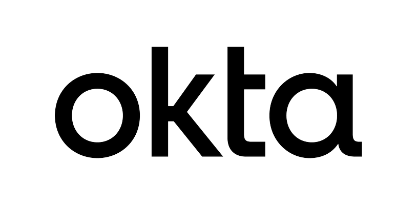 Okta logo in black, horizontal orientation on a white background
