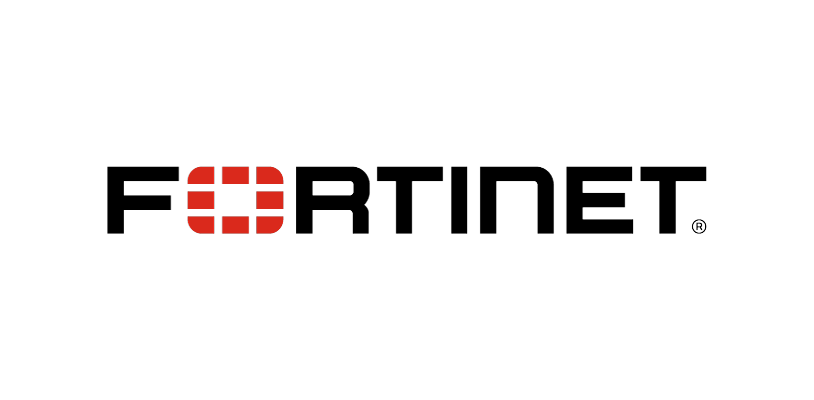 Fortinet company logo with a red and black design on a white background.