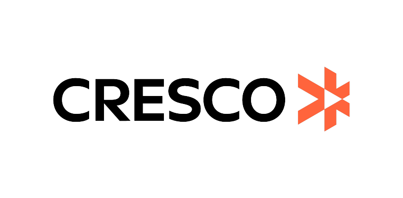 The Cresco company logo, featuring bold black text with an orange geometric design element, displayed on a white background. This image is used for the Japan AWS Summit 2025 event.