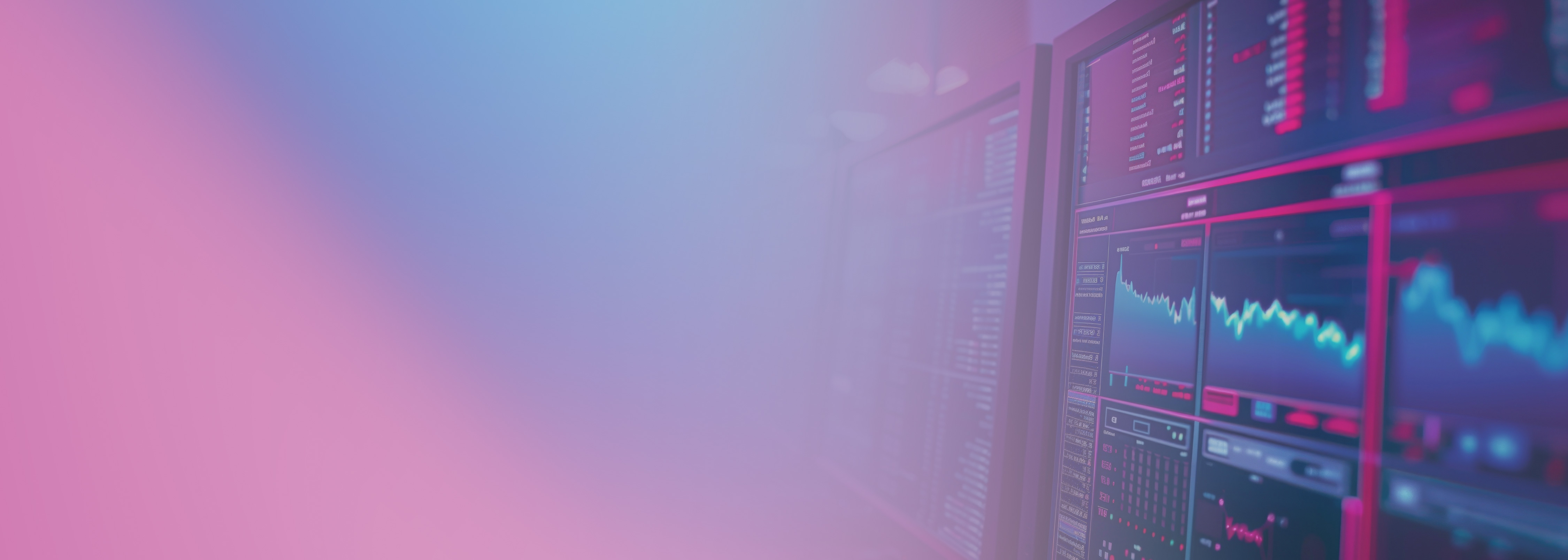 A stylized image showing multiple computer monitors displaying operational dashboards and graphs, representing gray failure detection and monitoring for operations improvement. The image features a pink and blue gradient overlay with data visualizations visible on the screens.