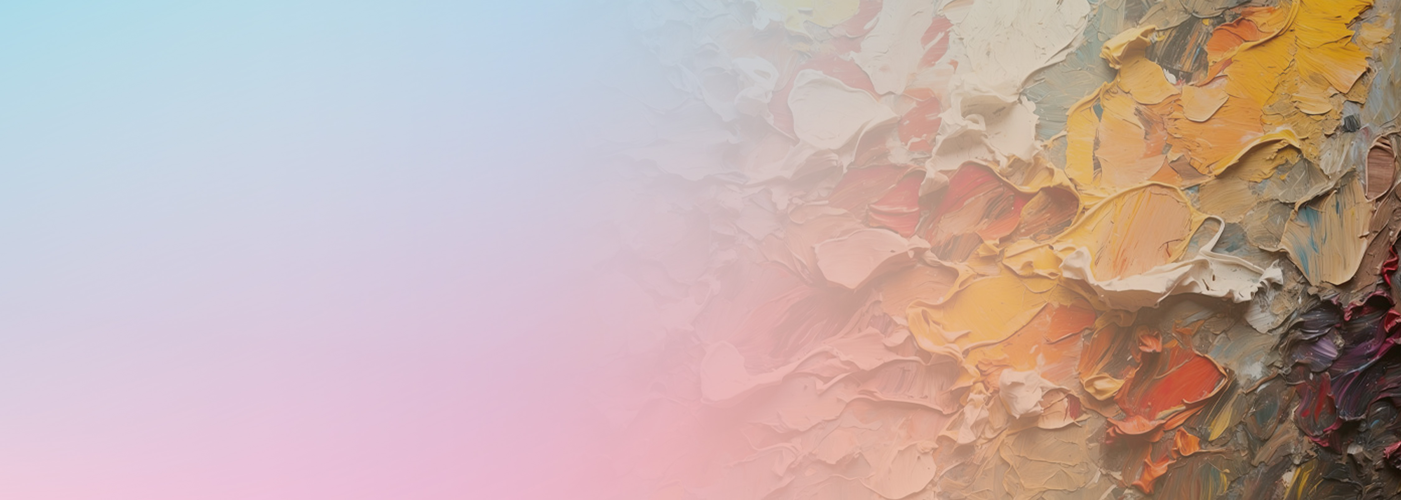 An abstract image featuring a vibrant, multi-colored paint texture on the right side blending into a smooth gradient background on the left, representing AI-driven image generation.