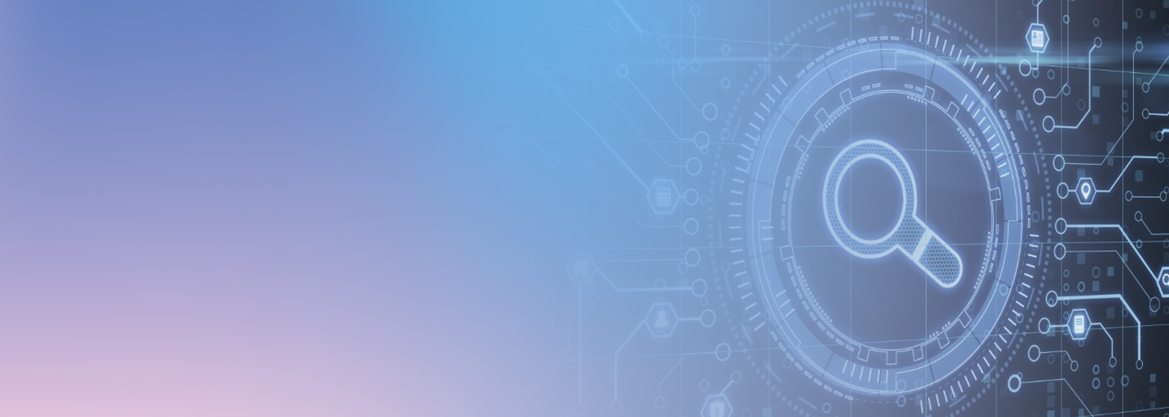 A digital illustration featuring a magnifying glass icon within a circular interface, representing centralized logging and search functionality, with a blue and purple gradient background and circuit-like elements. Ideal for topics related to OpenSearch analytics and centralized log management.