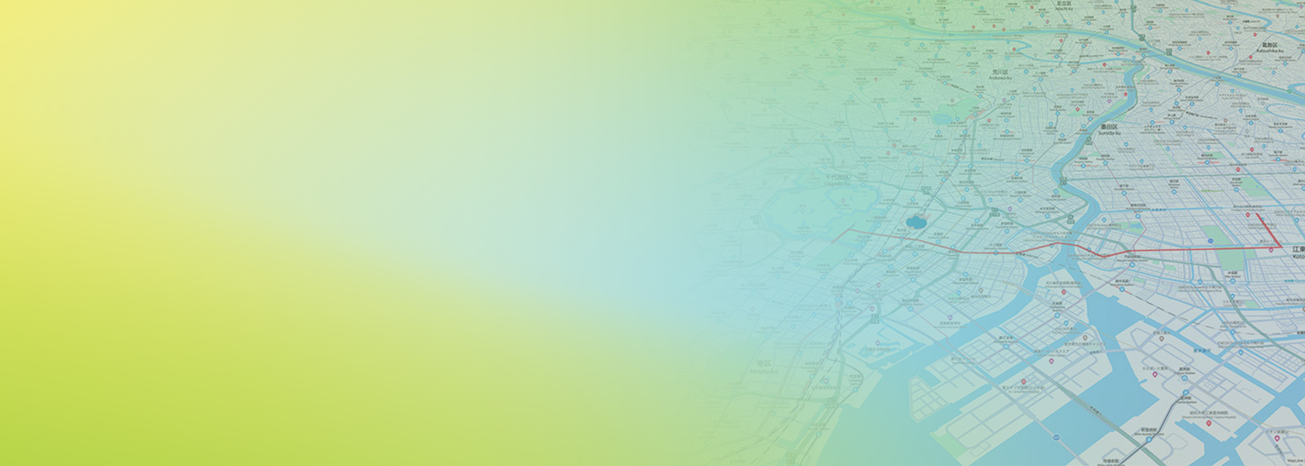 A gradient background and semi-transparent city map overlay representing Amazon Location Service, showing urban geography and mapping features.