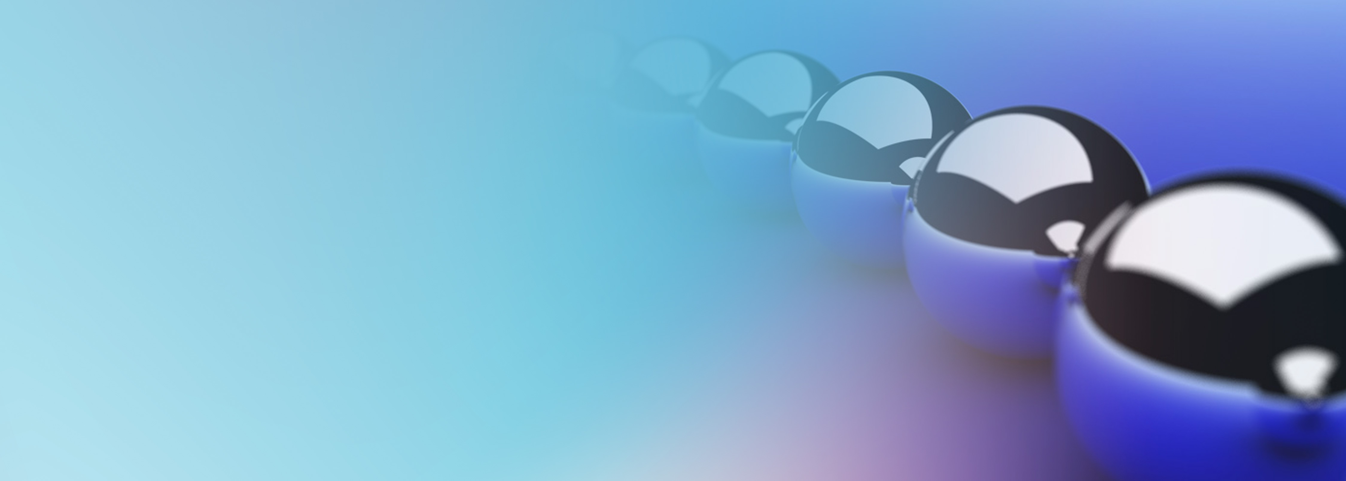 A digital abstract image featuring a row of shiny, metallic spheres reflecting light, symbolizing duplication or repeated processes, with a gradient blue background. Represents process duplication concepts suitable for application integration topics such as Amazon SQS.